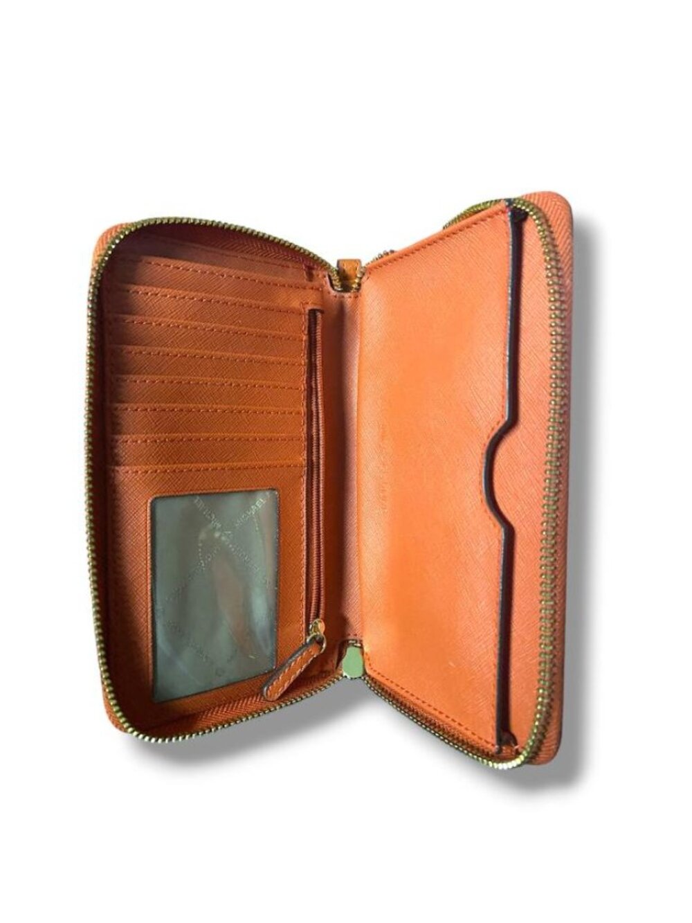 MICHAEL KORS - Hayes Multifunction Phone Case Wallet ORANGE/GOLD - Picture 2 of 3